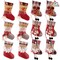JOYIN 12 Pcs Mini Christmas Stockings 3D Bulk Xmas Stockings Santa Snowman Reindeer Burlap Stockings Holders Treat Bags Christmas Tree Decoration Xmas Party Decors